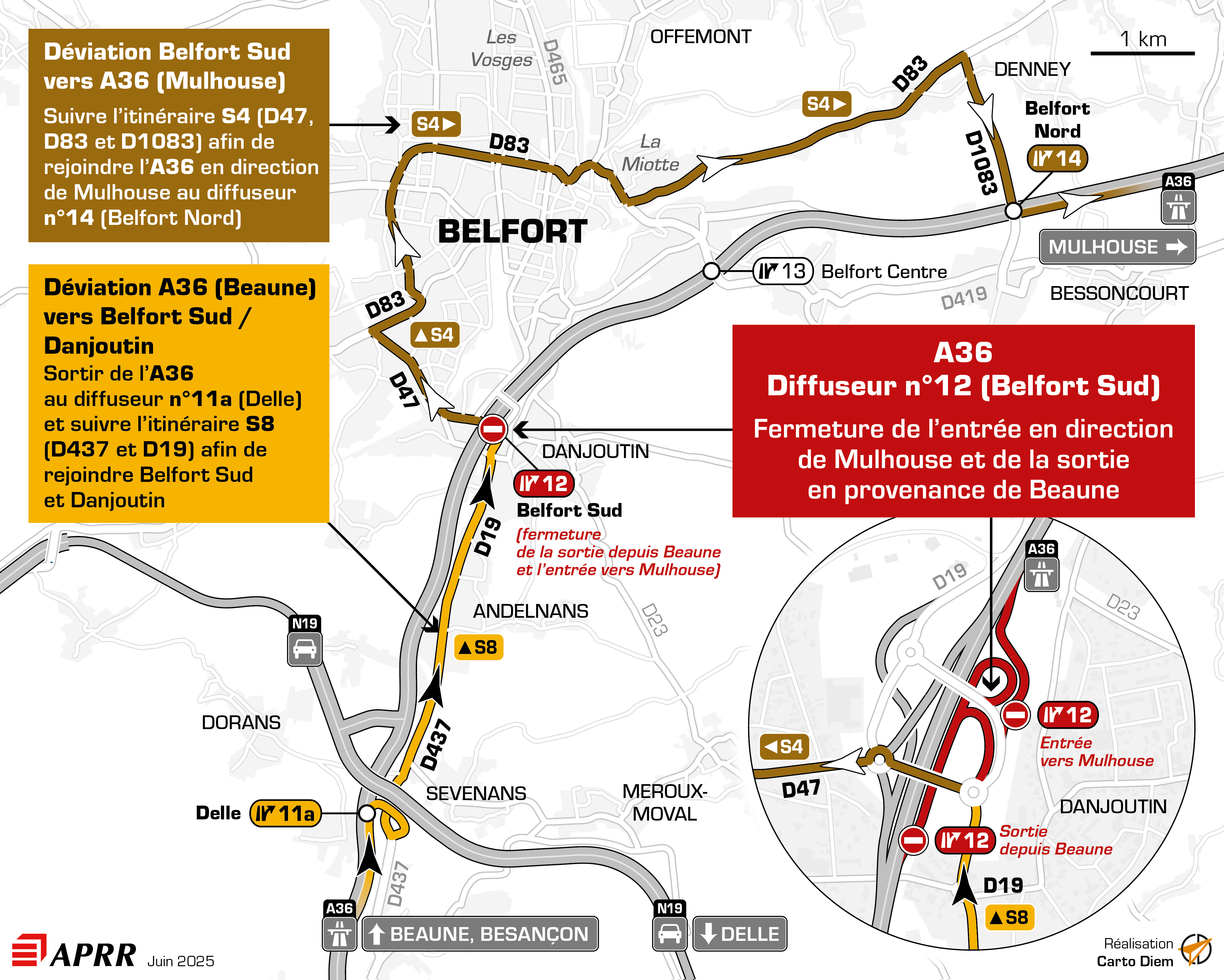 Carte déviation A46 diffuseur Mionnay