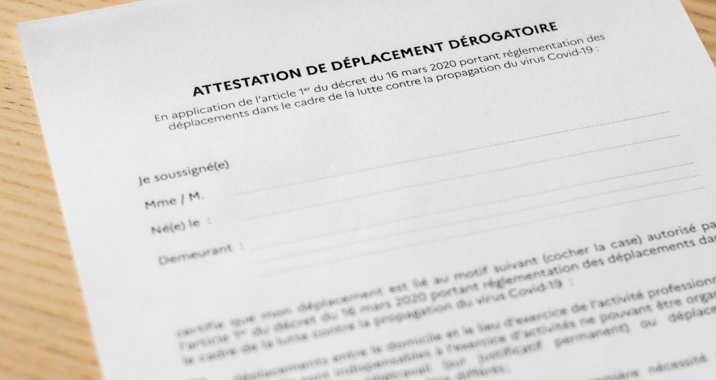 attestation déplacement