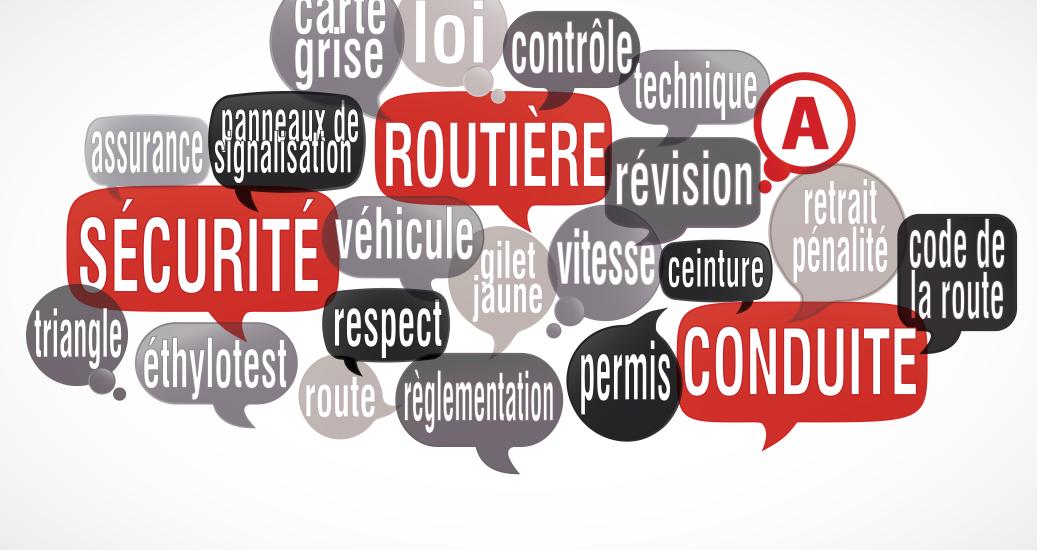 Nuage de mots liés à la sécurité routière