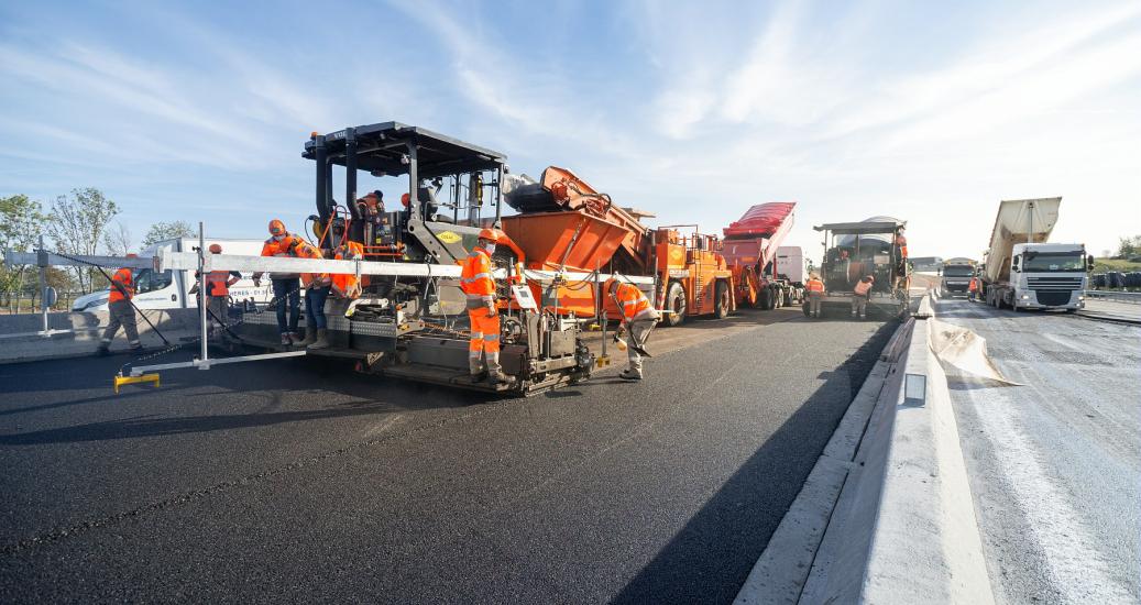 Chantier sur chaussée A71, en 2020
