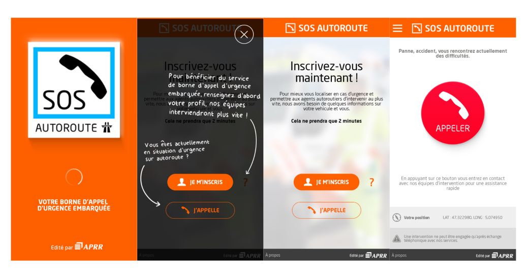 Captures d'écran SOS Autoroute