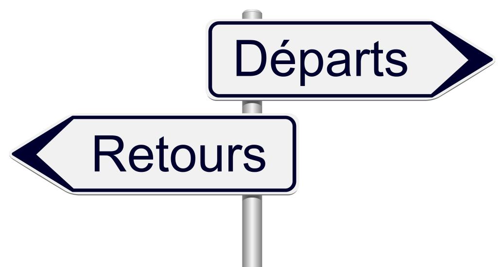 Panneau départs et retours