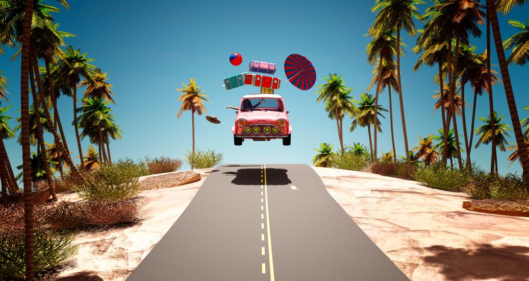 Illustration Voiture palmier