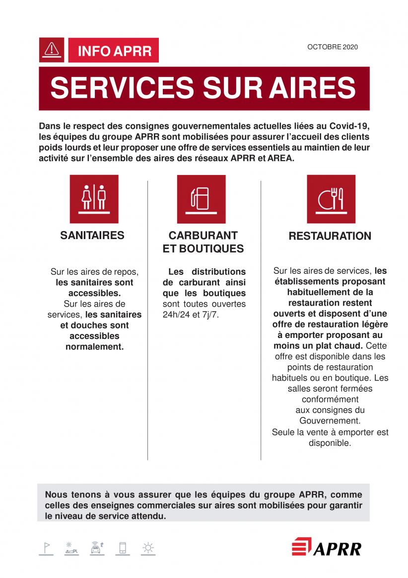 Services sur les aires pendant le confinement