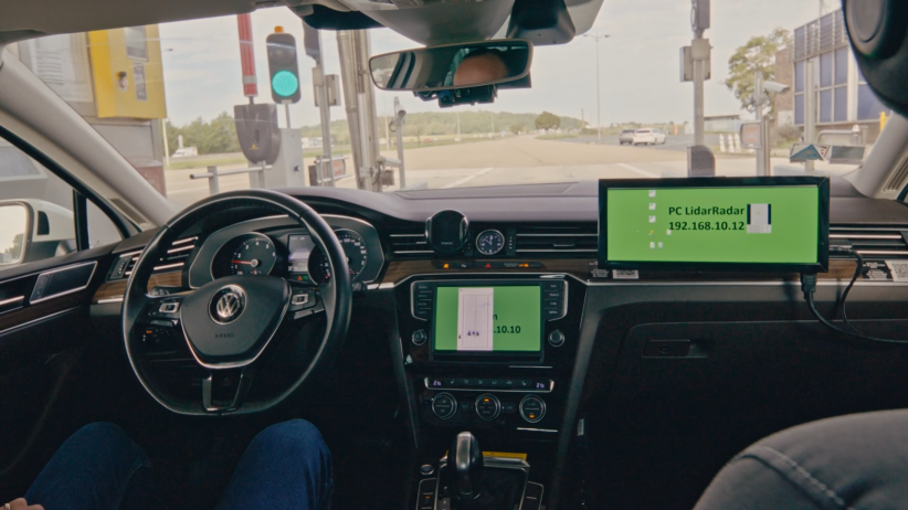 test véhicule autonome péage Fleury sur A6 - novembre 2023