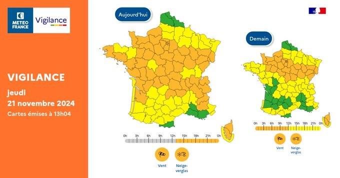 Vigilance 10h pour jeudi 21/11/2024