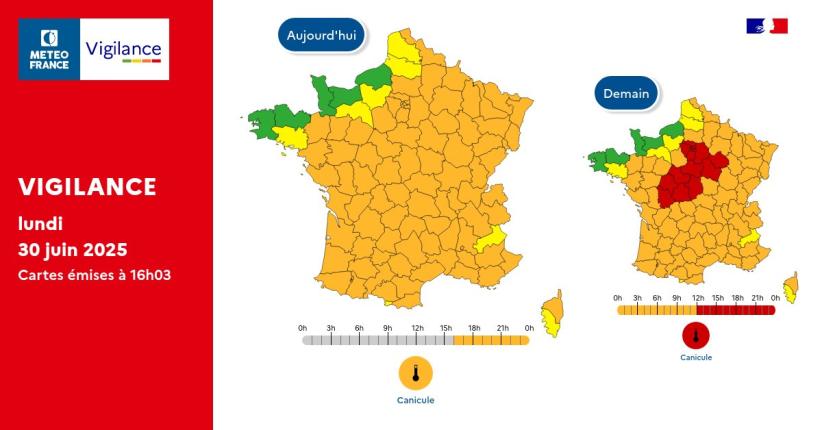 Carte météo vigilance rouge canicule