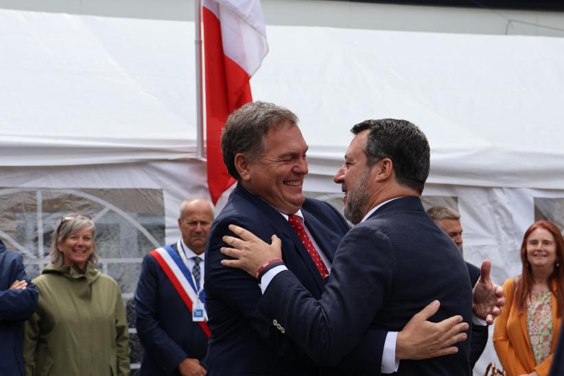 Philippe Tabarot, ministre des Transports français, et son homologue italien, Matteo Salvini