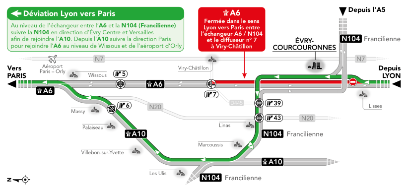 Schéma de déviation travaux DIRIF 2025