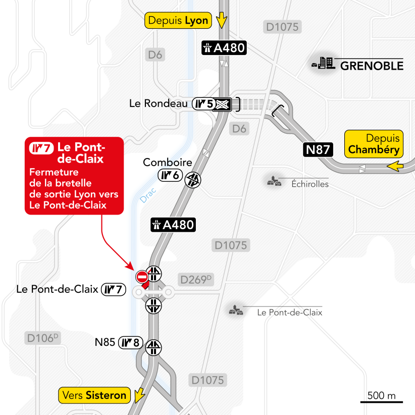 AREA A480 carte de présentation de la fermeture de la bretelle n°7