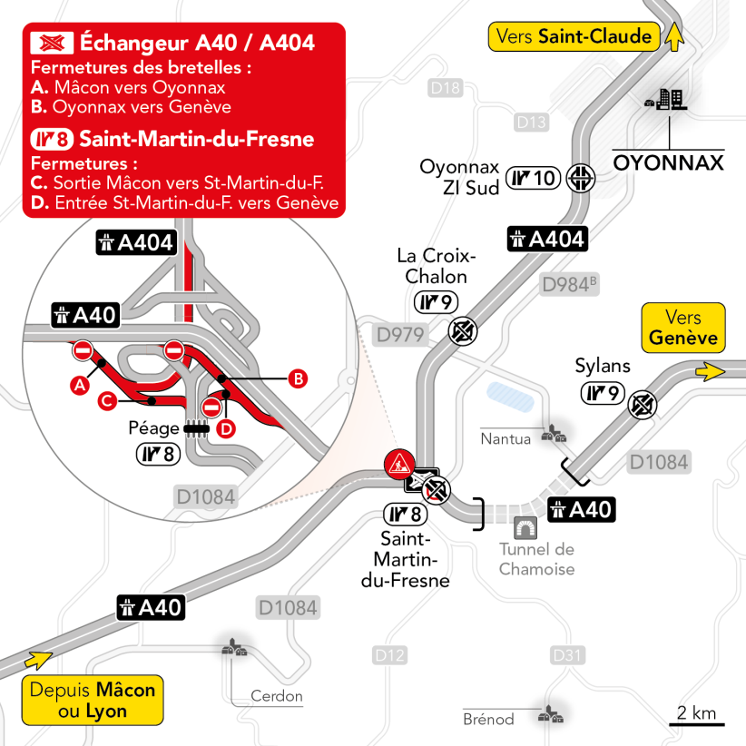 Carte des fermetures la nuit du 1/06