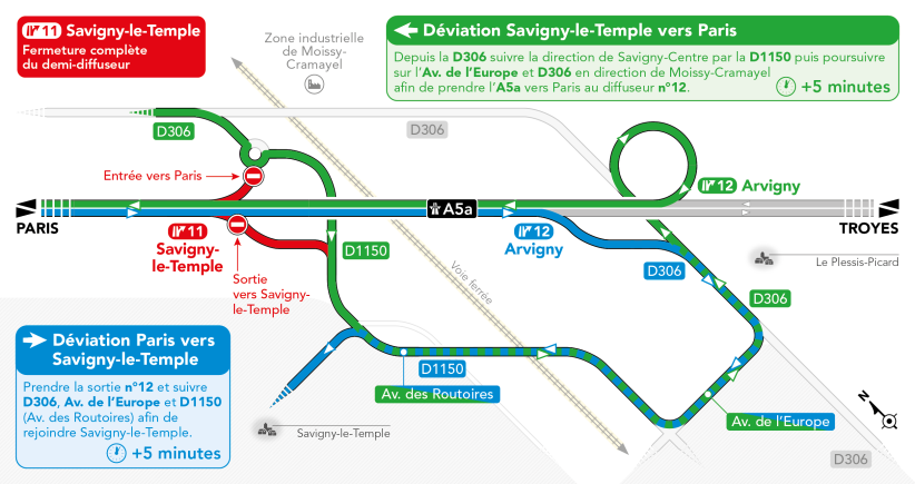 Schéma de déviation fermeture Savigny