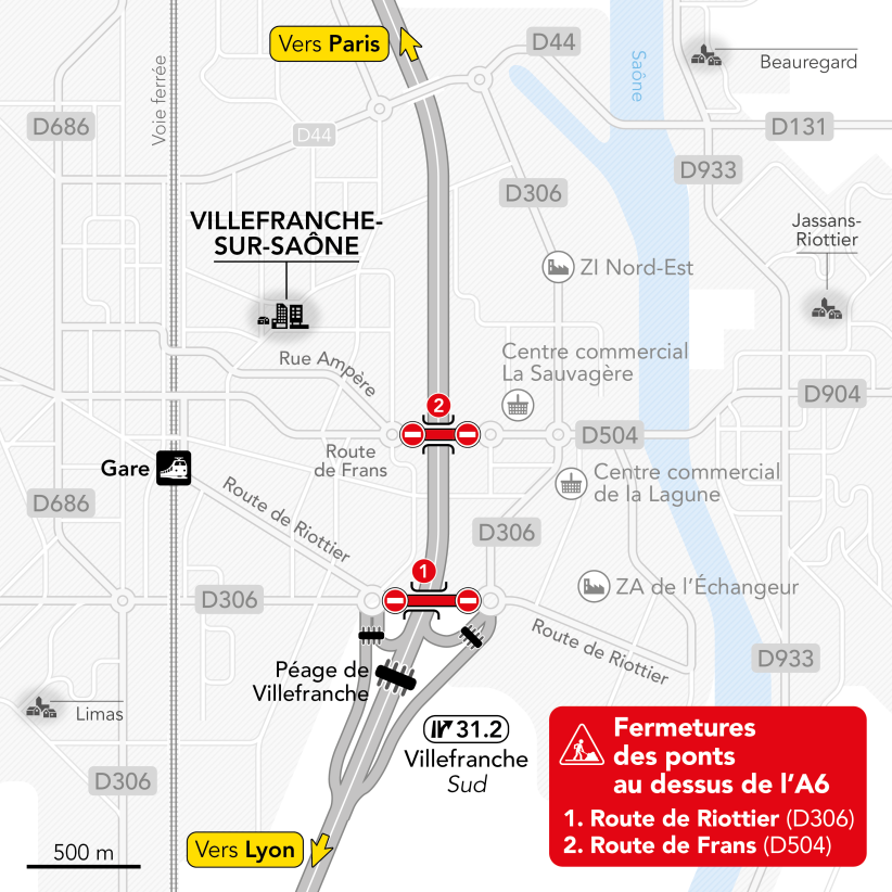Carte de fermeture des ponts