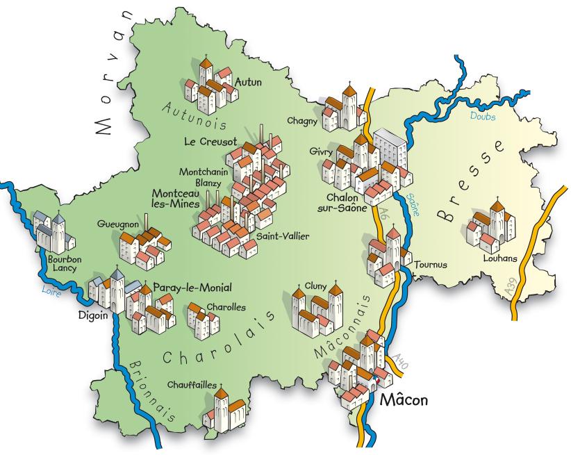Carte touristique Saône et Loire