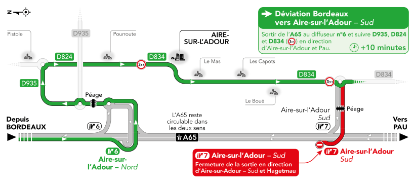 Déviation activée fermeture sortie 7