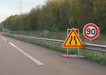 Chantier panneau 90 km/h sur A6 