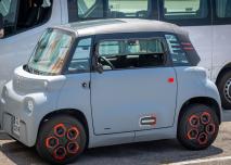 Marignane, Bouches-du-Rhône, France - 29 05 2023 : voiture sans permis électrique de marque Citroën Ami garée sur une place de parking