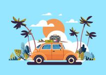 Illustration voiture et palmier